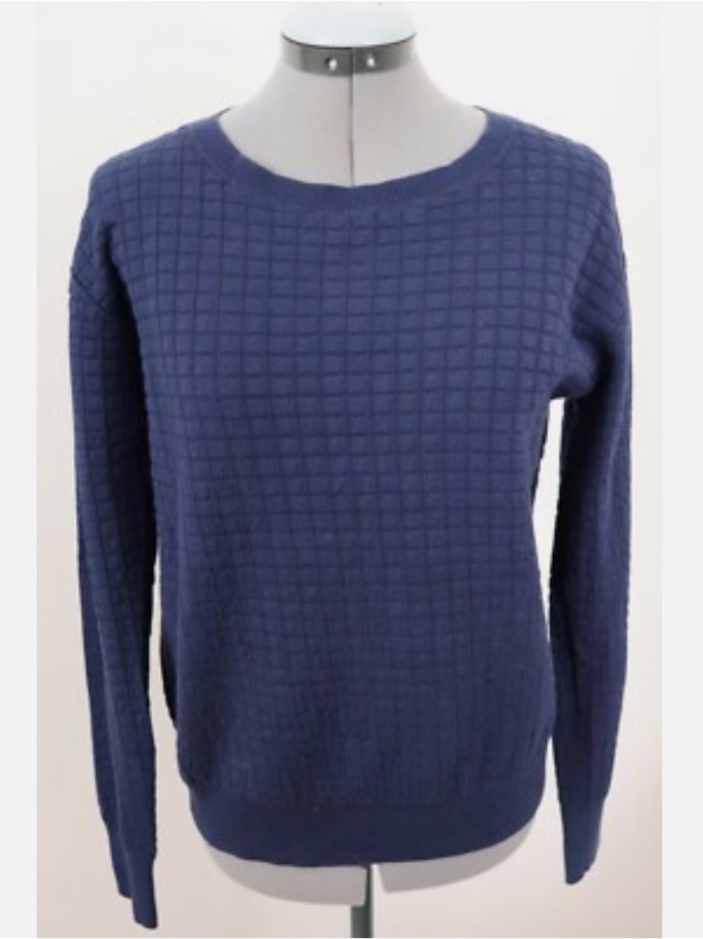 Halogen Classic Navy Textured Crewneck Sweater